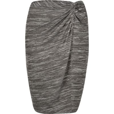 RI Plus grey twist knot pencil skirt